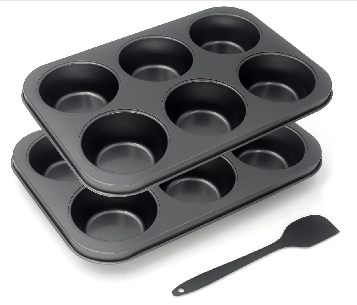 Non-Stick Muffin Pans, 6-Cup Set of 2 Baking Pans with a Spatula for Extra – Penny International