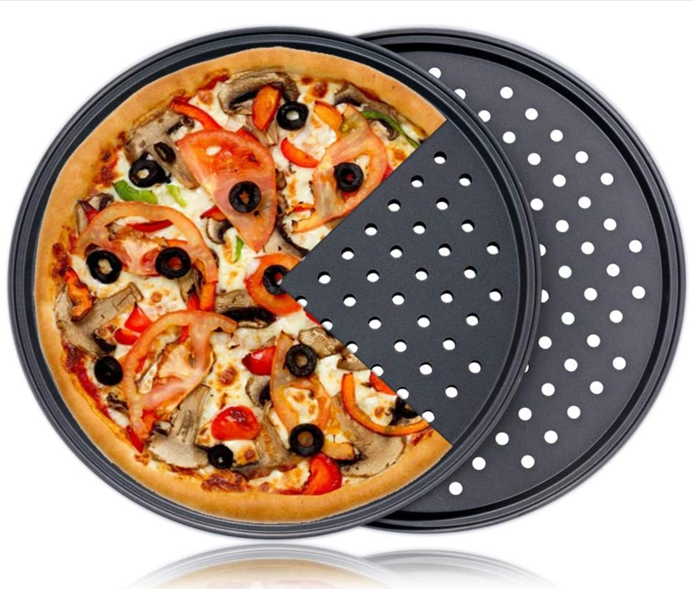 Pizza Pan With Holes,Carbon Steel Perforated Non-Stick Tray Tool Crispy-Penny International