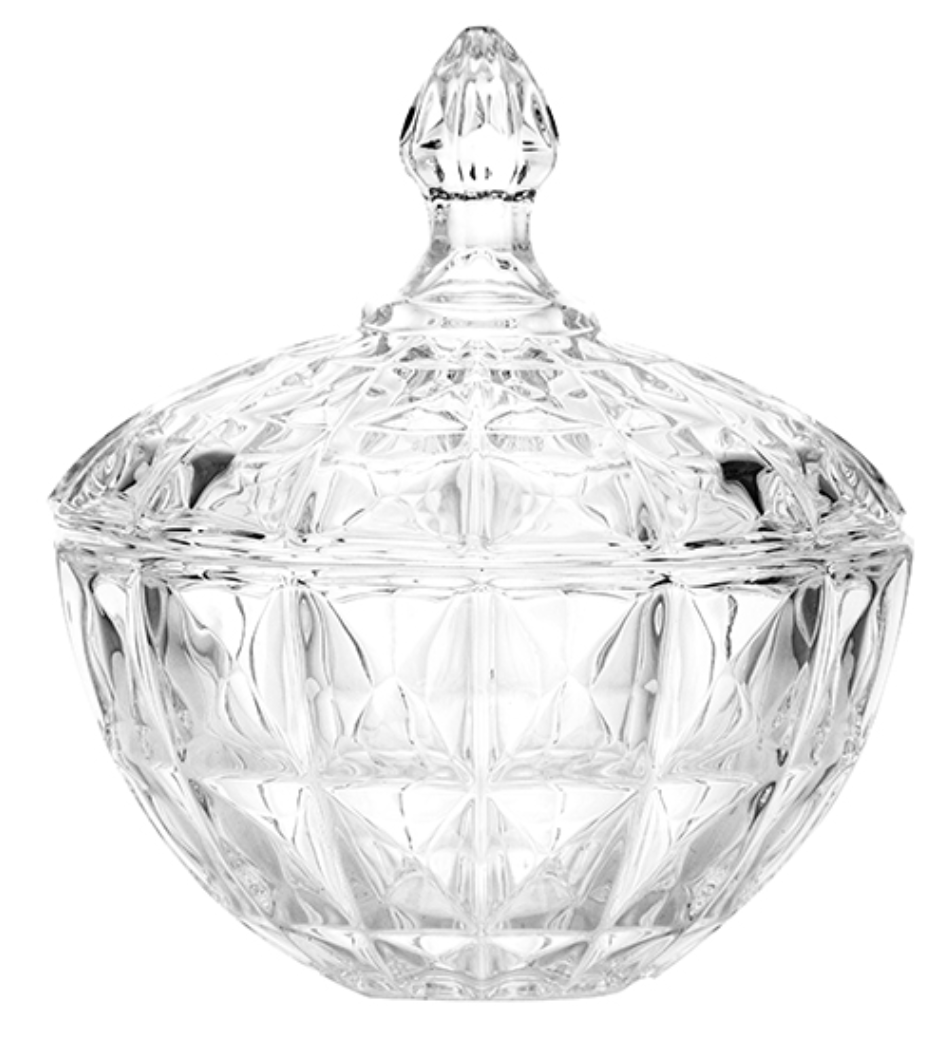 Candy Dish with Lid Decorative Candy Bowl, Crystal Glass Storage Jar Box Glass Biscuit Jar -Penny International