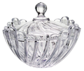 Glass Candy Dish Cookie Jars 1.1 Quart Sala Bowl Crystal Covered with Glass Lid -Penny International